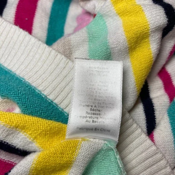 Talbots Striped V Neck Sweater Colorful‎ Button Sleeve Womens Medium lightweight - Picture 5 of 5